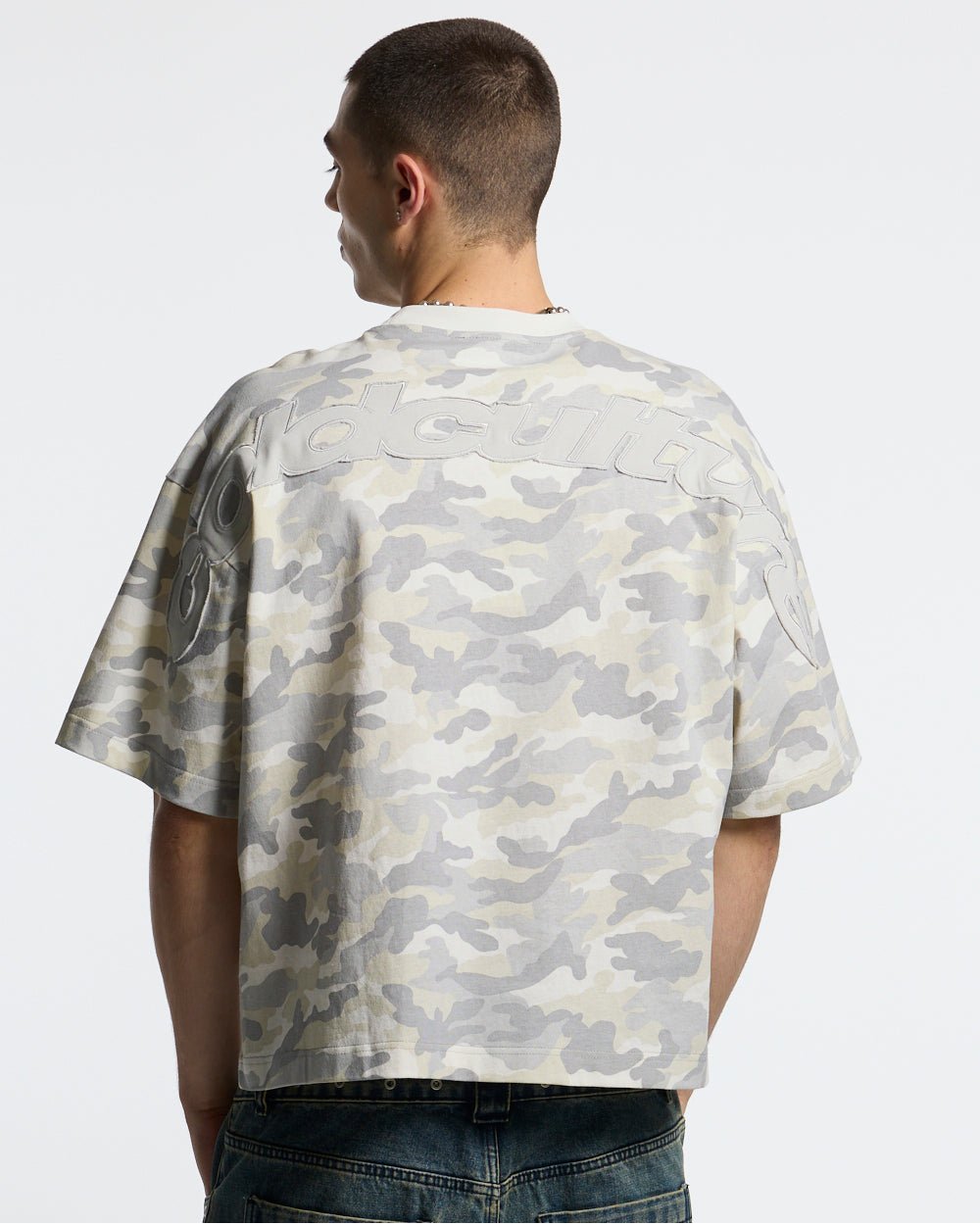 DISTRESS CURVED TEE CAMO GREY - Cold Culture #man