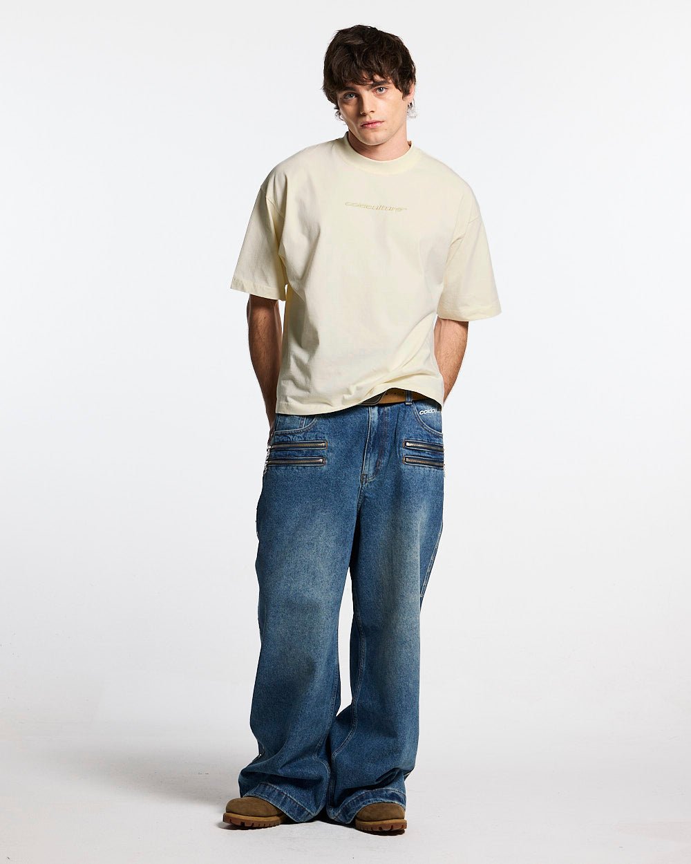 DISTRESS CURVED TEE CREAM - Cold Culture