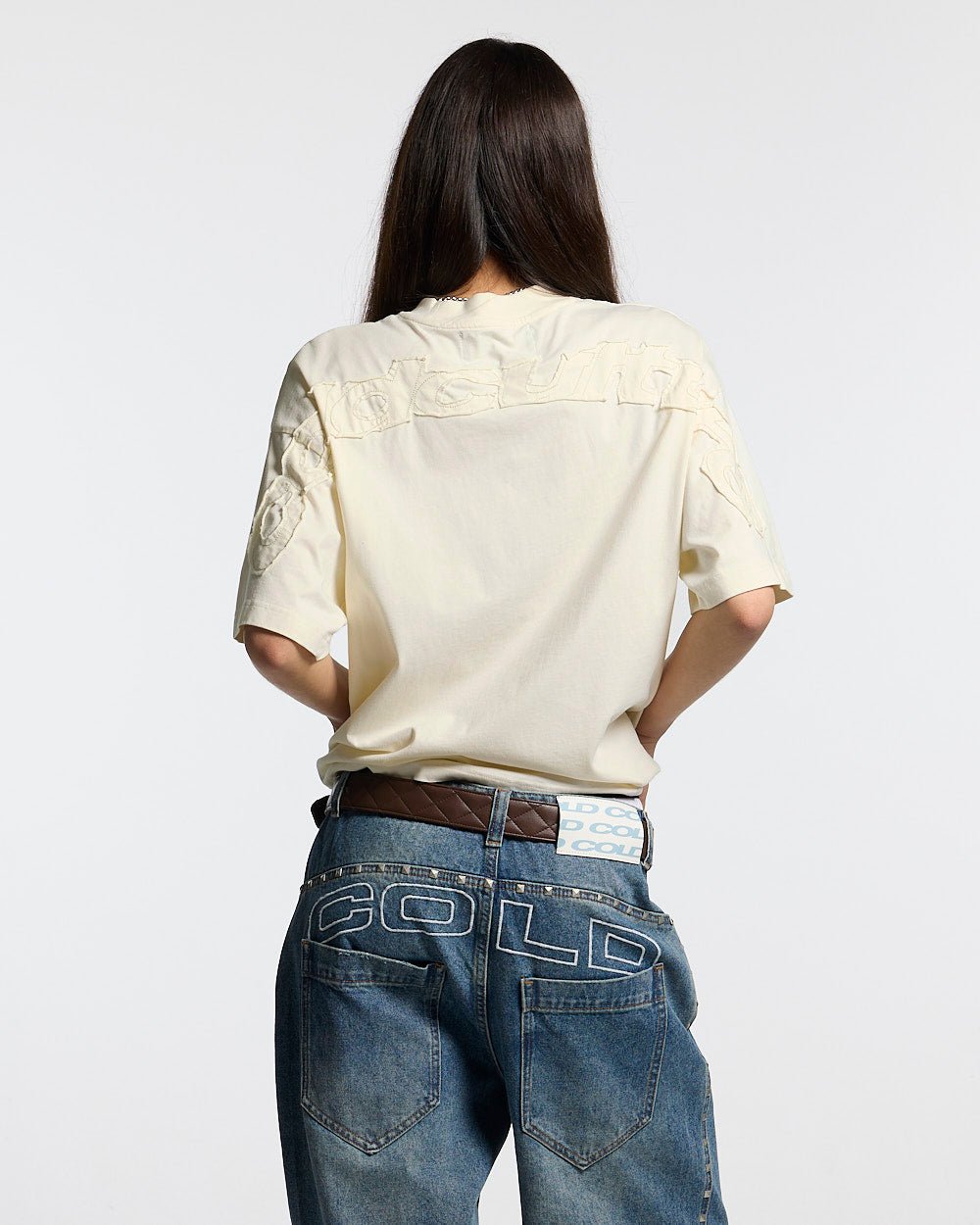 DISTRESS CURVED TEE CREAM - Cold Culture
