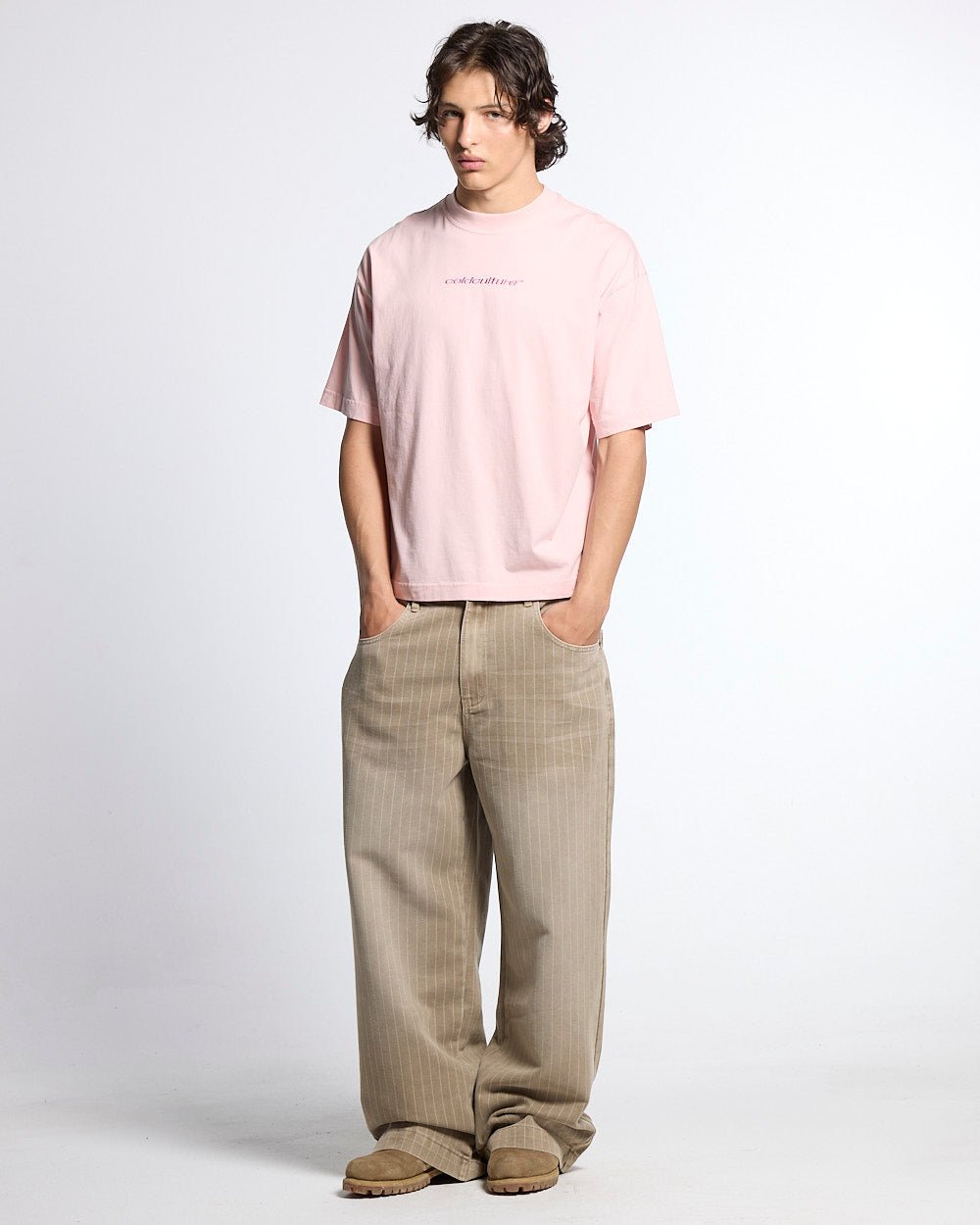 DISTRESS CURVED TEE PINK - Cold Culture
