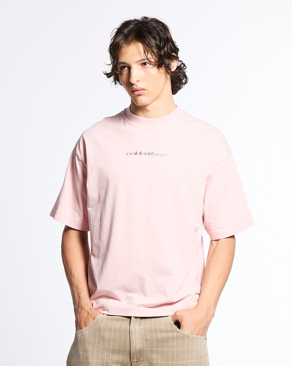 DISTRESS CURVED TEE PINK - Cold Culture