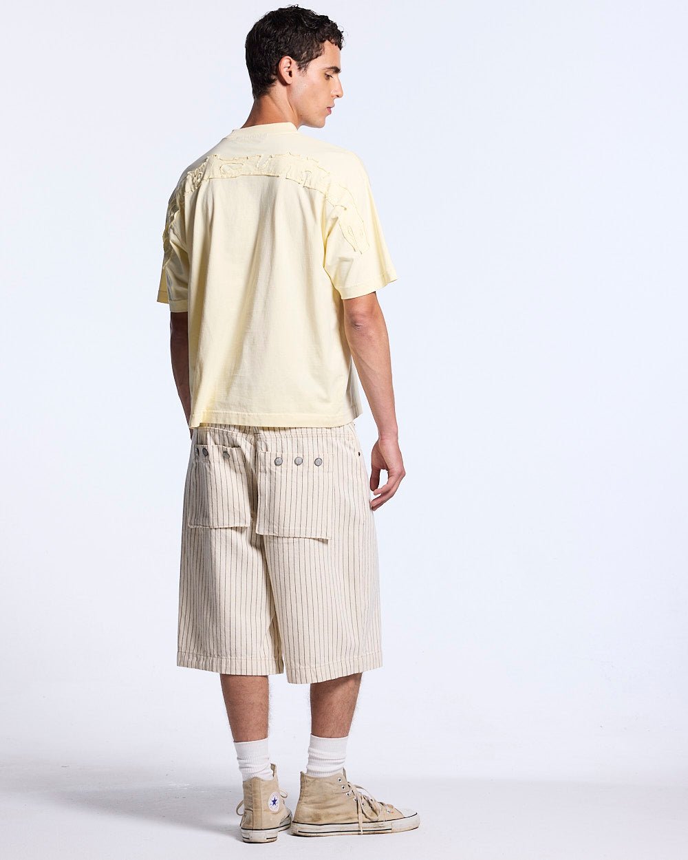 DISTRESS CURVED TEE YELLOW - Cold Culture