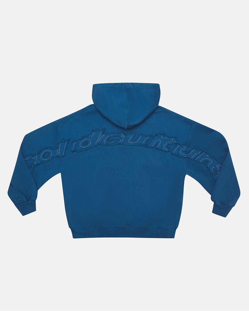 DISTRESS CURVED ZIP HOODIE DARK BLUE - COLD CULTURE