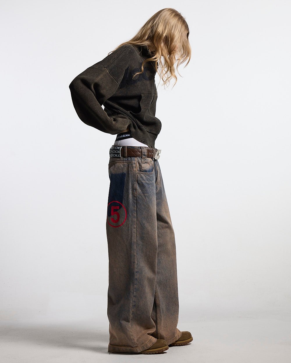 DISTRESS CURVED ZIP KNIT BLACK - Cold Culture