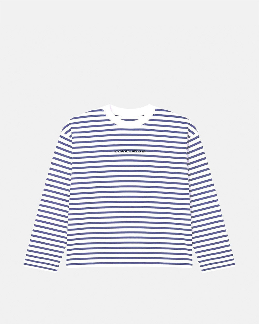 DISTRESS CURVED LONGSLEEVE NAVY STRIPES