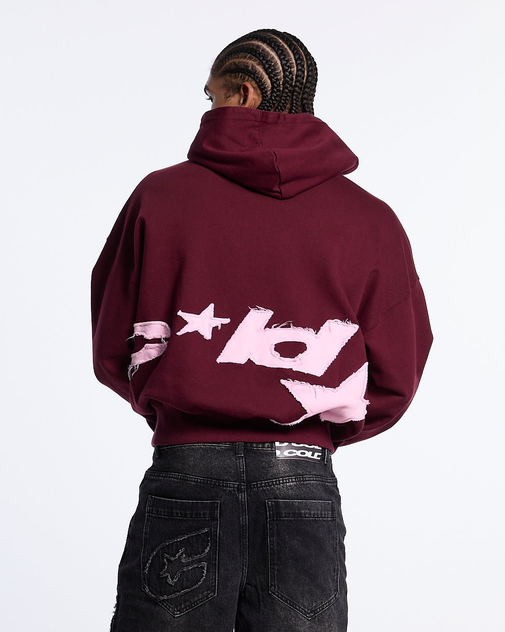 DISTRESSED DEFENSE HOODIE BURGUNDY - Cold Culture