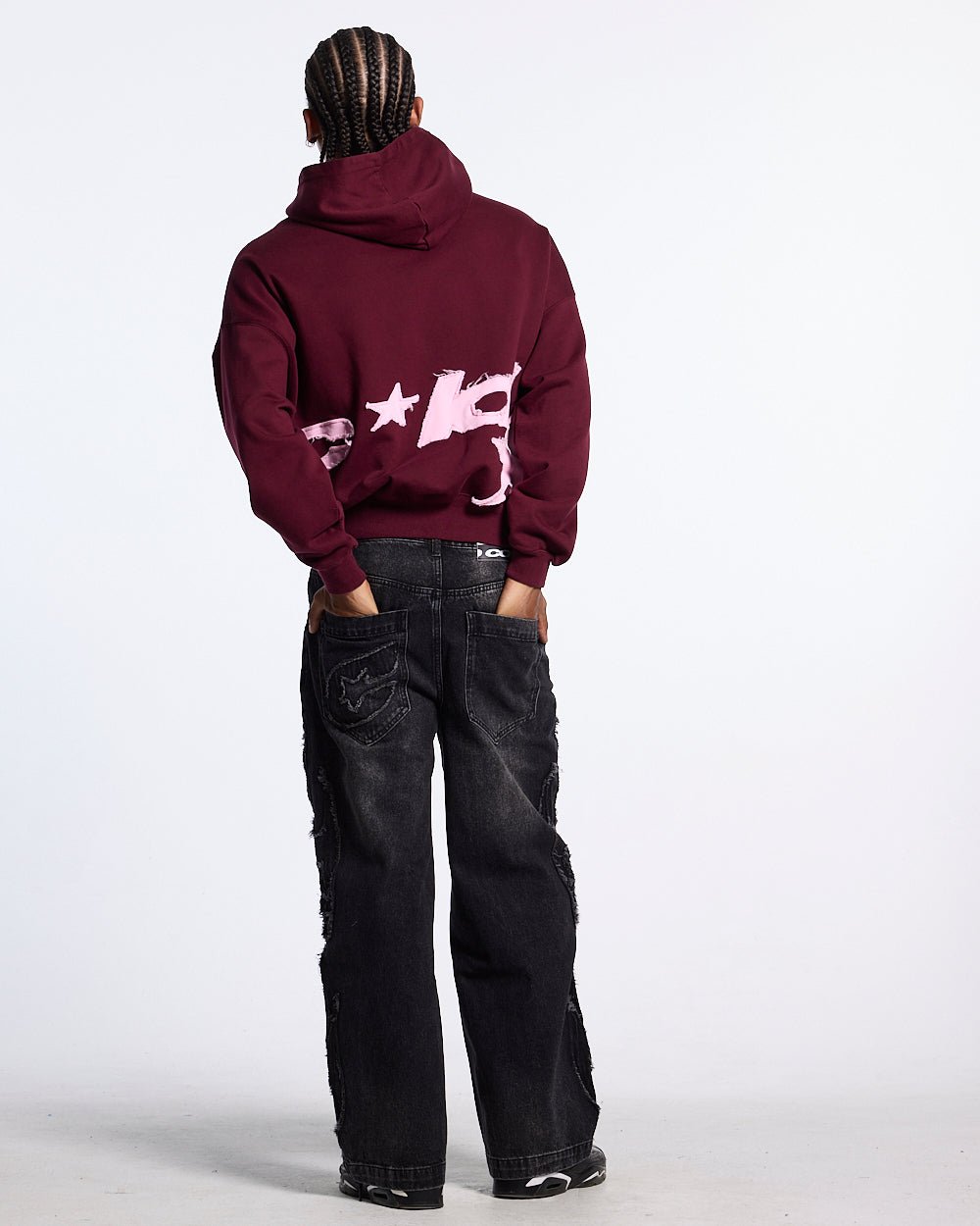 DISTRESSED DEFENSE HOODIE BURGUNDY - Cold Culture
