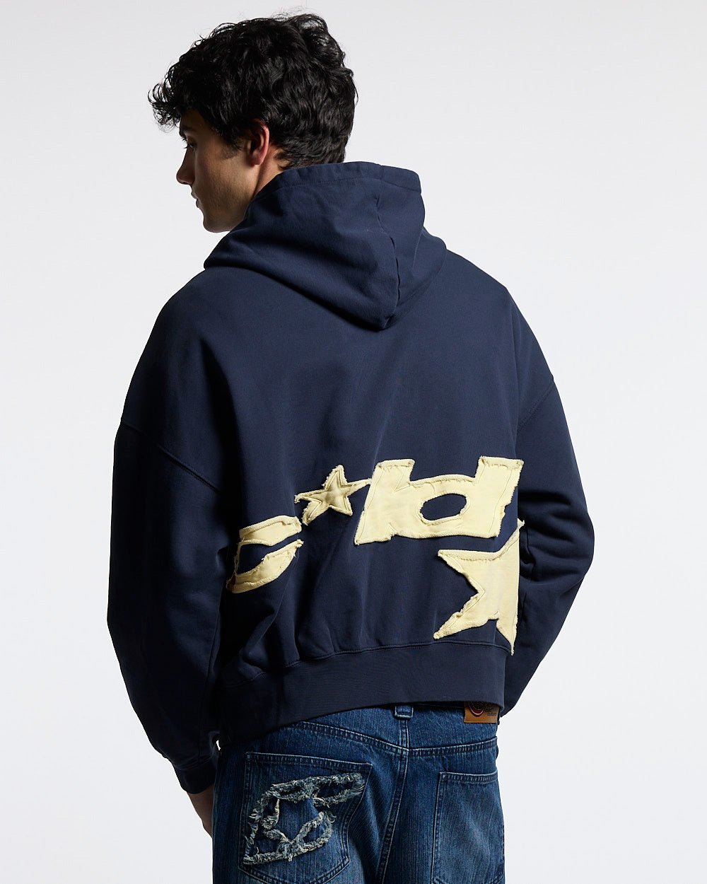 DISTRESSED DEFENSE HOODIE NAVY - Cold Culture