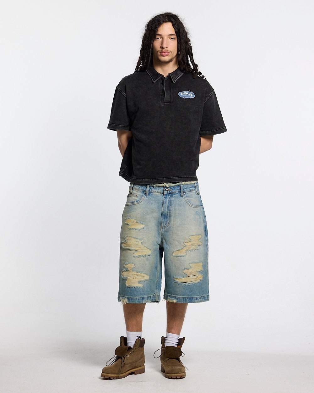 DISTRESSED DOLLAR POLO BLACK - Cold Culture