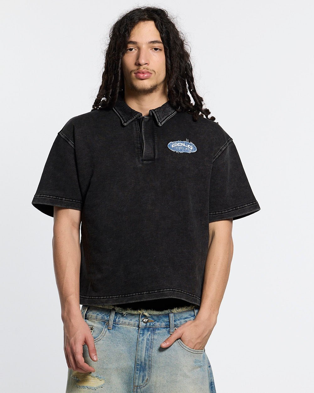 DISTRESSED DOLLAR POLO BLACK - Cold Culture