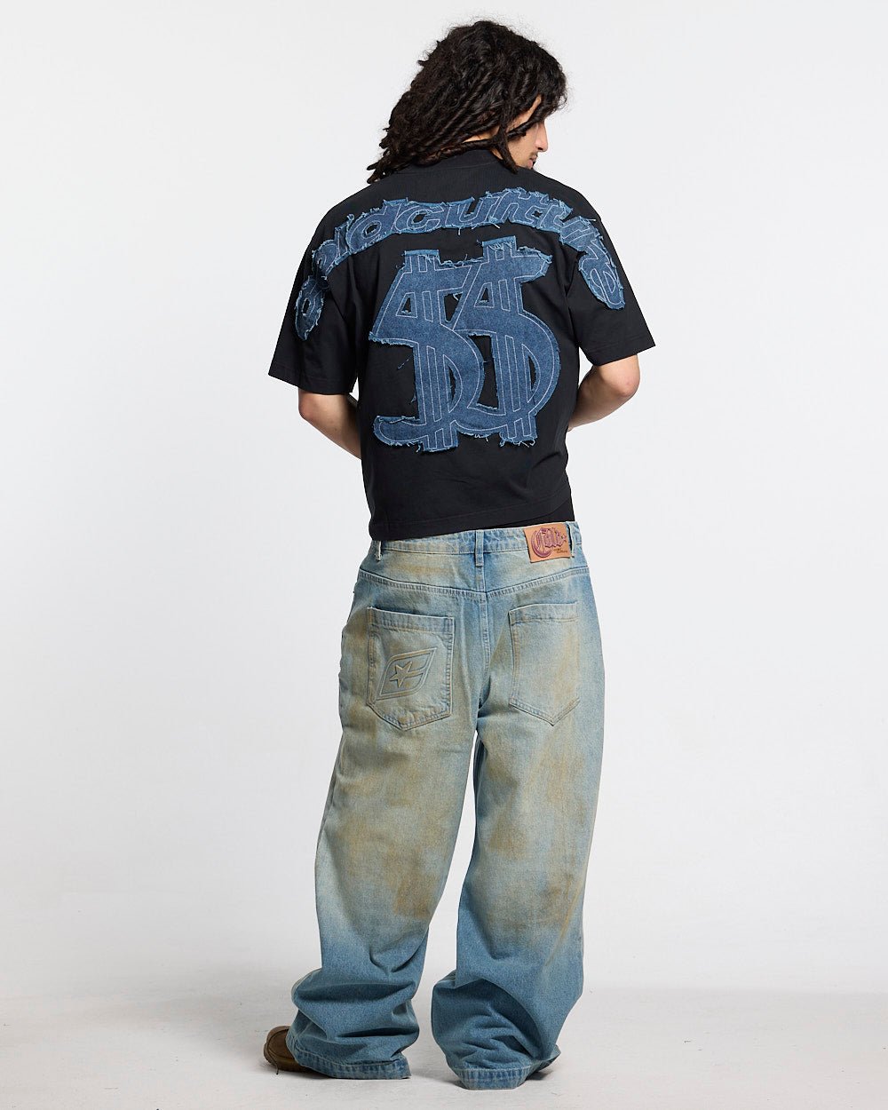 DISTRESSED DOLLAR TEE BLACK - Cold Culture