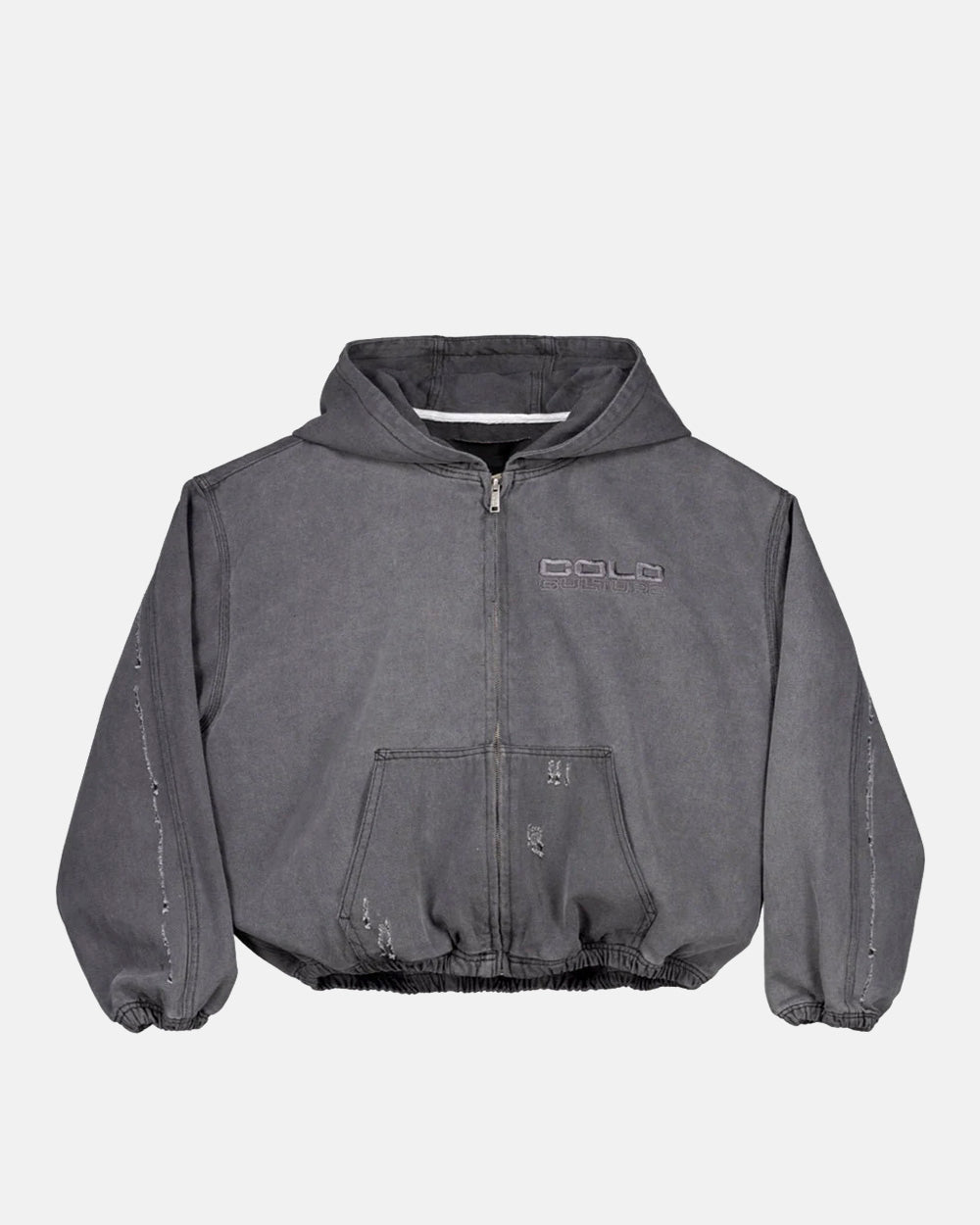 DOUBLE C STARS ZIP JACKET HEAVY GREY DENIM - Cold Culture