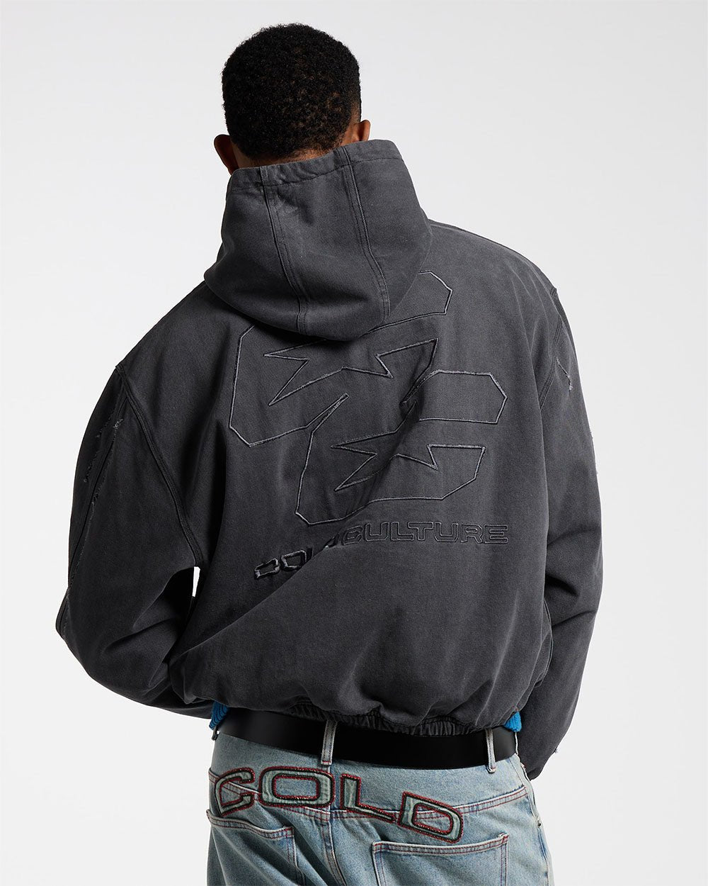 DOUBLE C STARS ZIP JACKET HEAVY GREY DENIM - COLD CULTURE