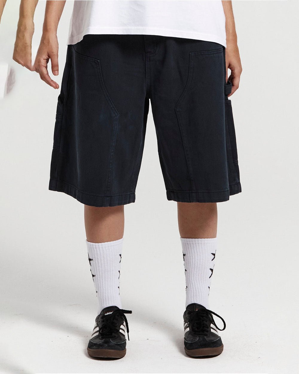 DOUBLE KNEE SHORTS DARK BLUE DENIM - COLD CULTURE