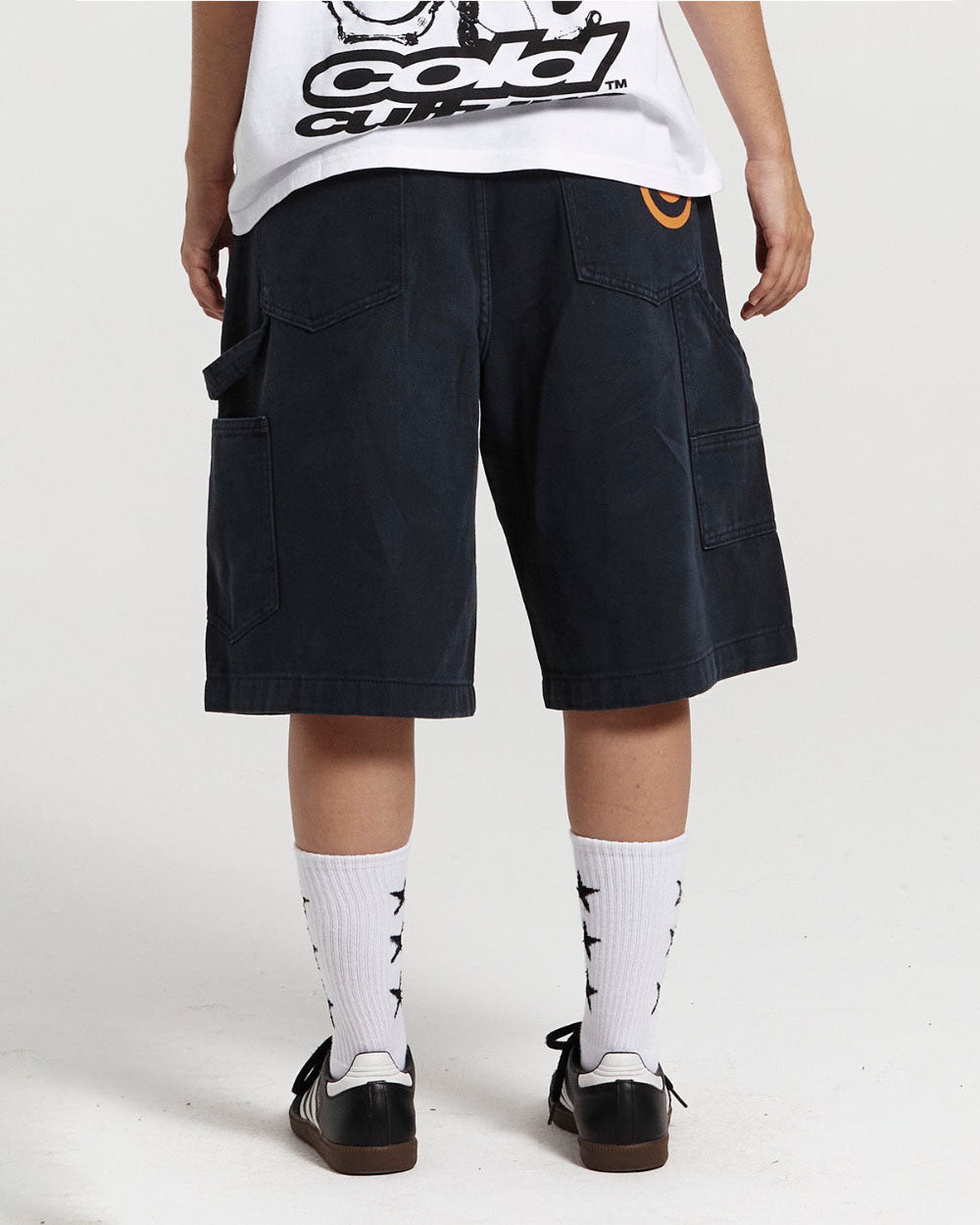 DOUBLE KNEE SHORTS DARK BLUE DENIM - COLD CULTURE