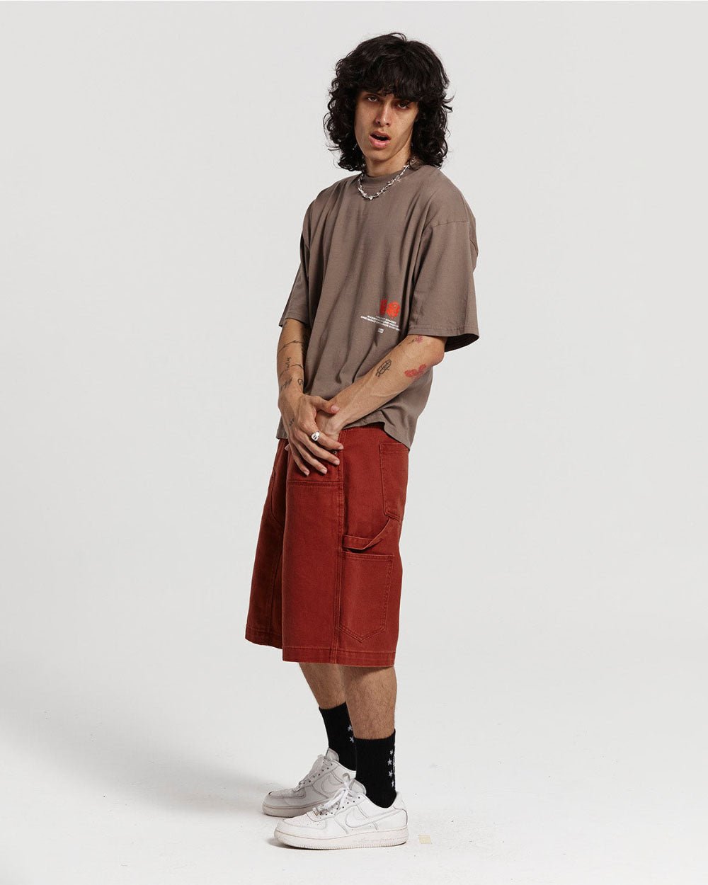 DOUBLE KNEE SHORTS WASHED COPPER DENIM - COLD CULTURE