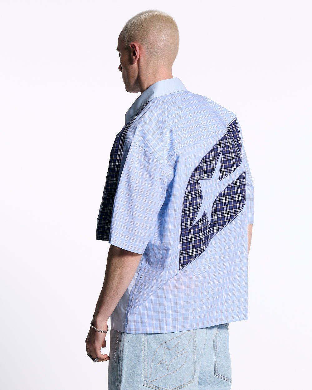 DOUBLE TARTAN SHIRT LIGHT BLUE - COLD CULTURE