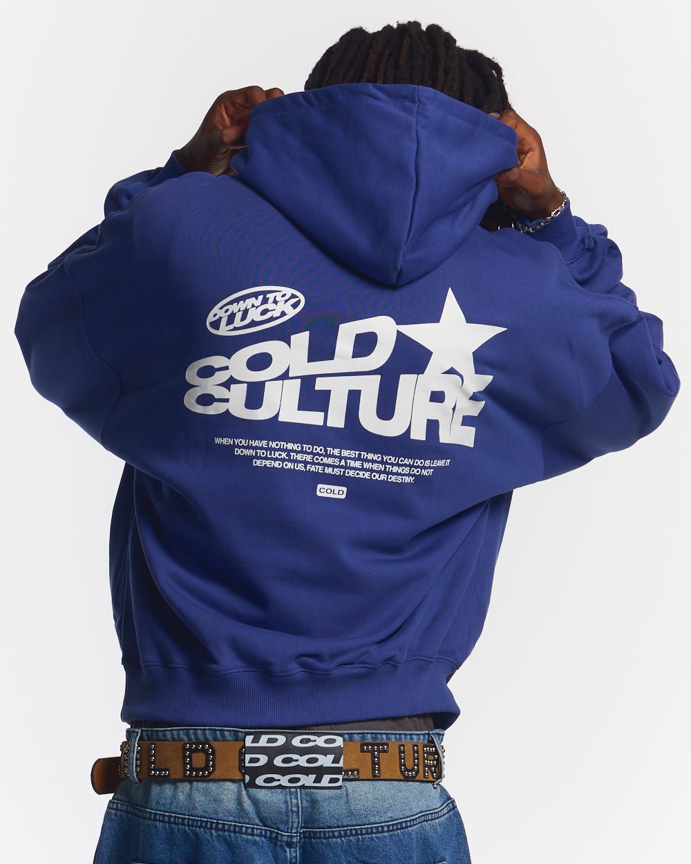 DOWN TO LUCK HOODIE BRIGHT BLUE - COLD CULTURE