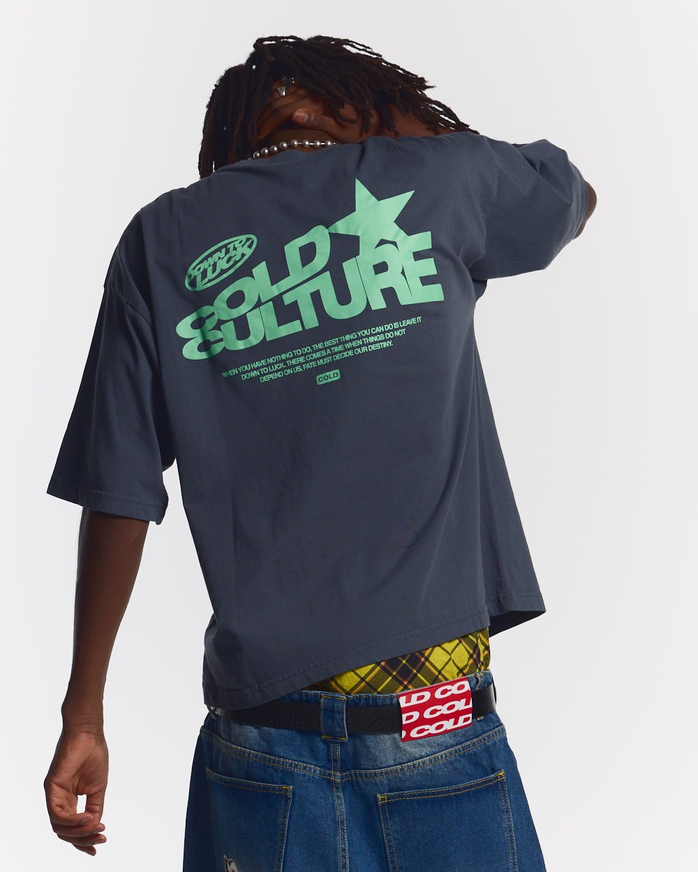 DOWN TO LUCK TEE DARK BLUE - COLD CULTURE