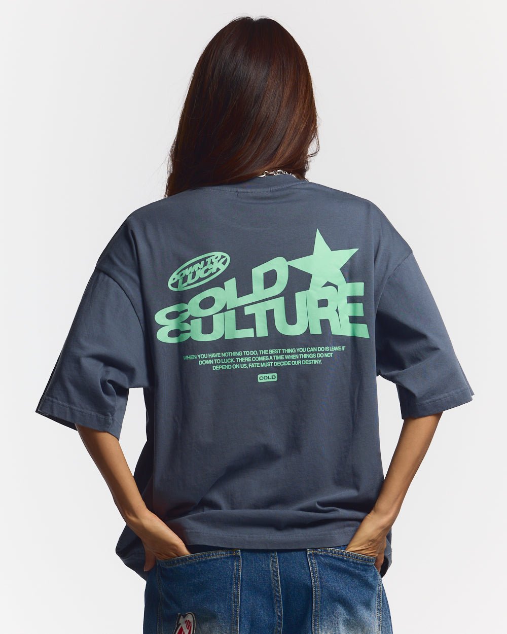 DOWN TO LUCK TEE DARK BLUE - COLD CULTURE