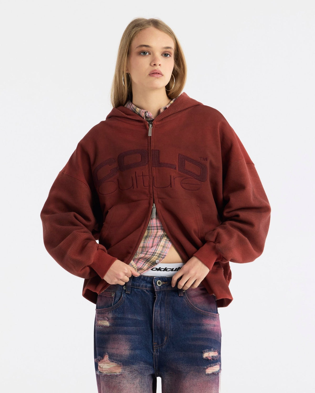 DUST 55 ZIP HOODIE RED - Cold Culture