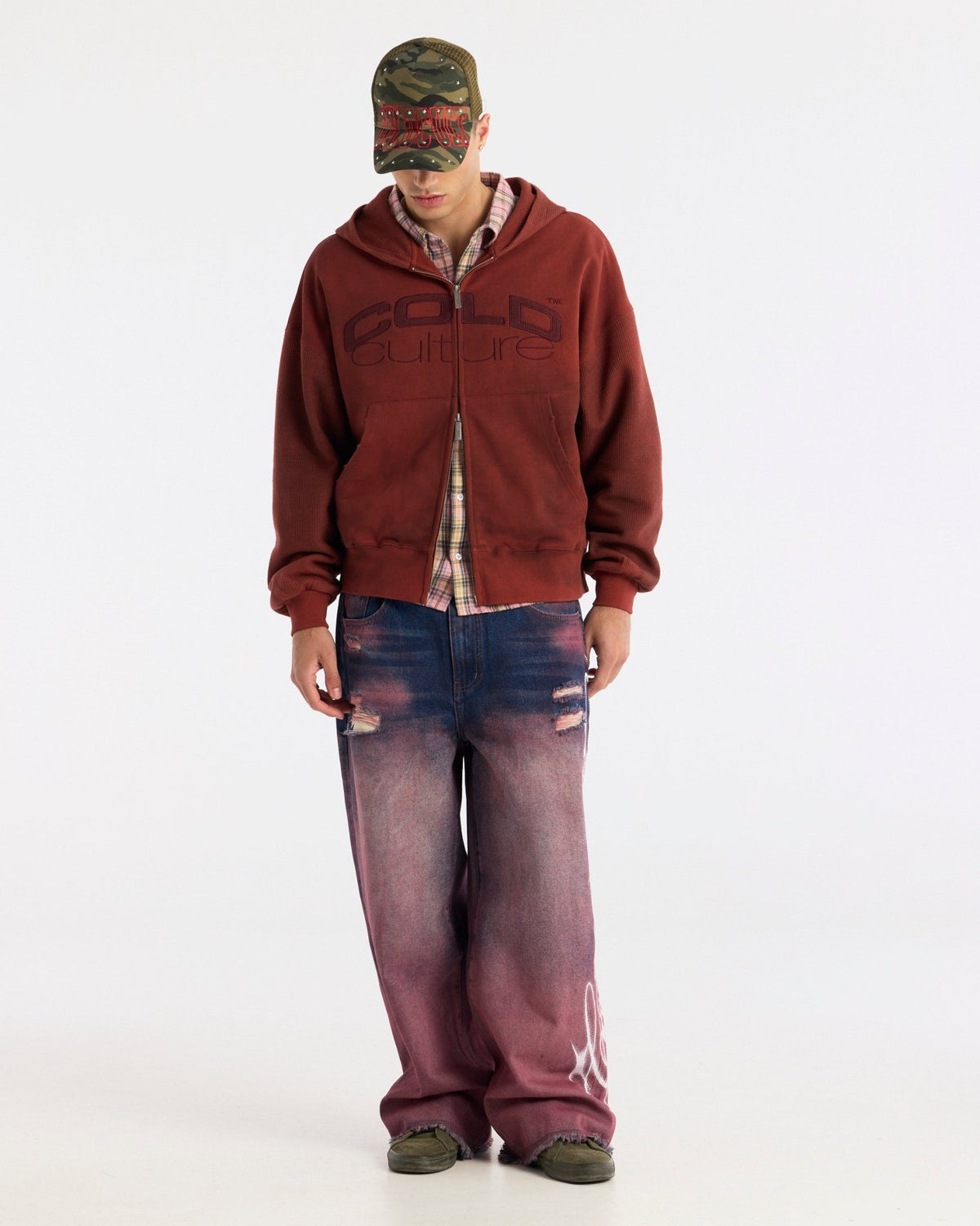 DUST 55 ZIP HOODIE RED - Cold Culture