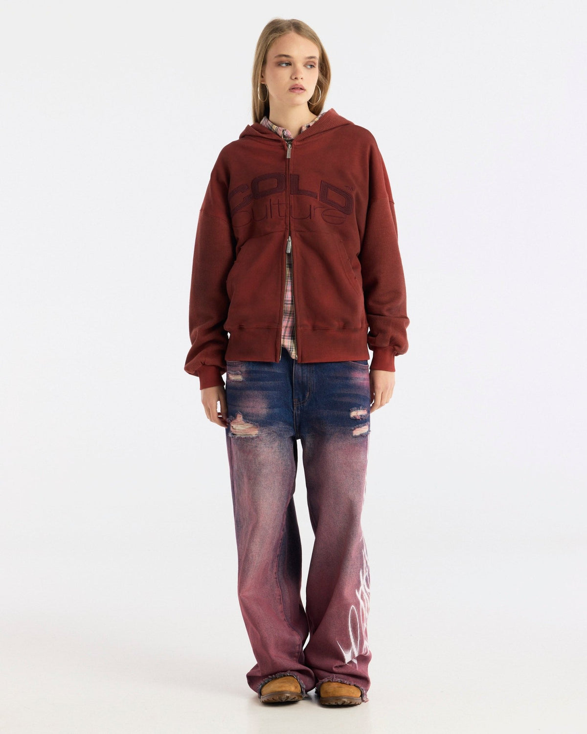 DUST 55 ZIP HOODIE RED - Cold Culture