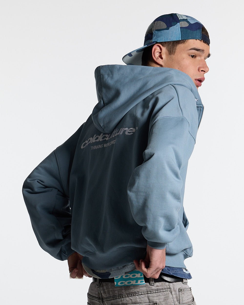 ESSENTIAL ZIP HOODIE WINDWARD BLUE - COLD CULTURE