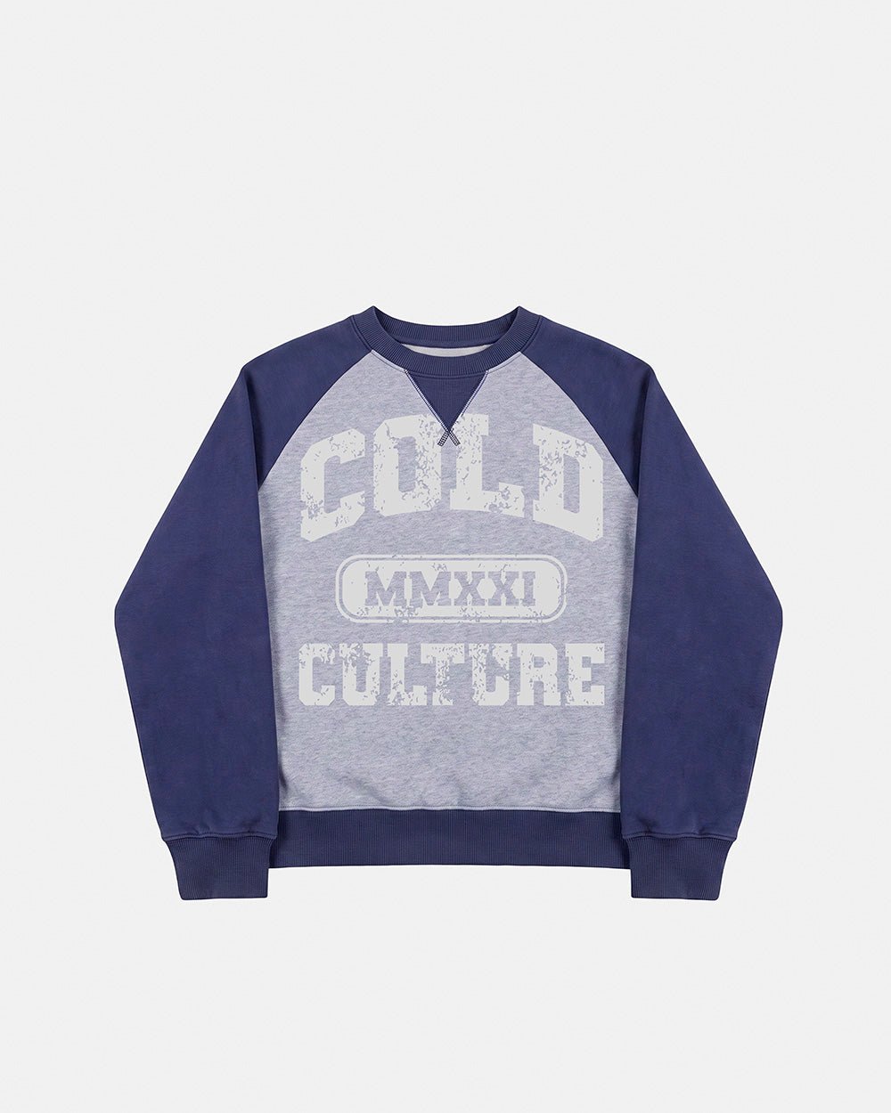 EST.2021 CREWNECK HEATHER GREY AND NAVY - Cold Culture