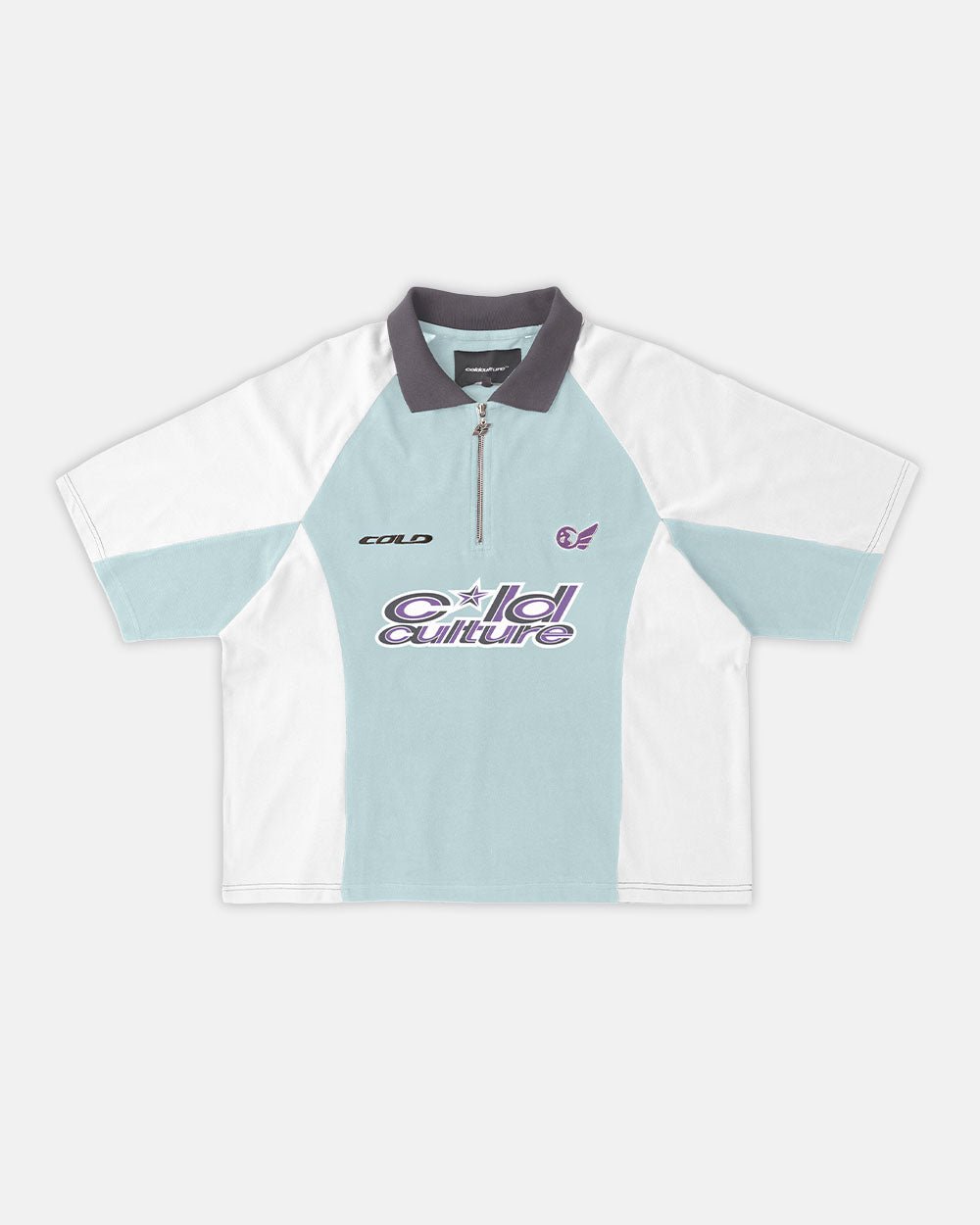 EXTREME POLO IRON LIGHT BLUE AND GREY - COLD CULTURE