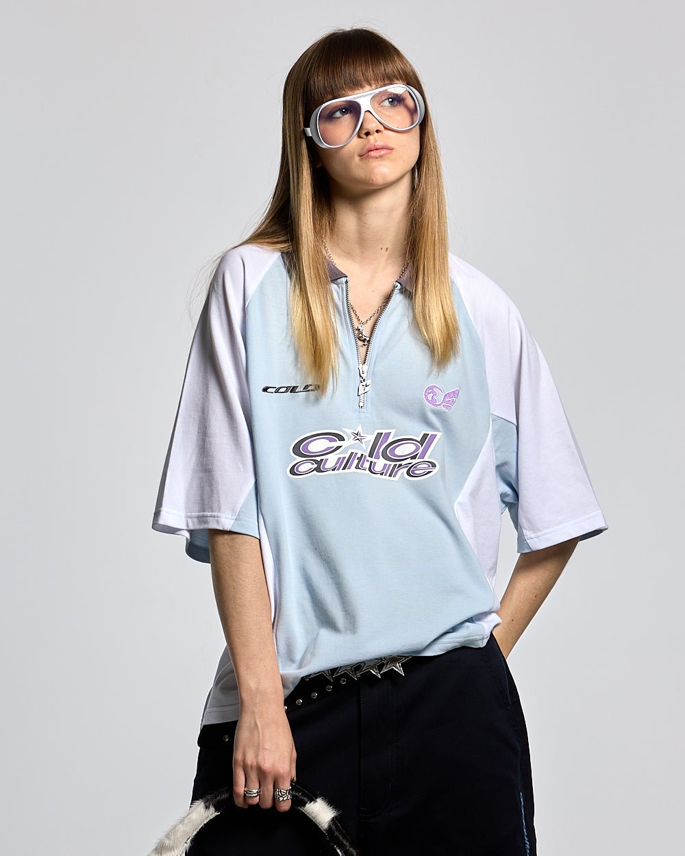 EXTREME POLO IRON LIGHT BLUE AND GREY - COLD CULTURE