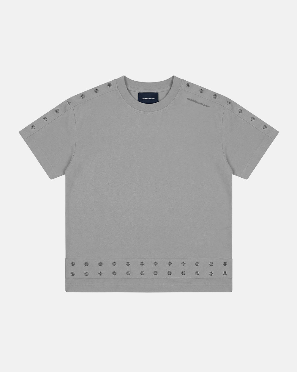 EYELET TEE LIGHT GREY - Cold Culture