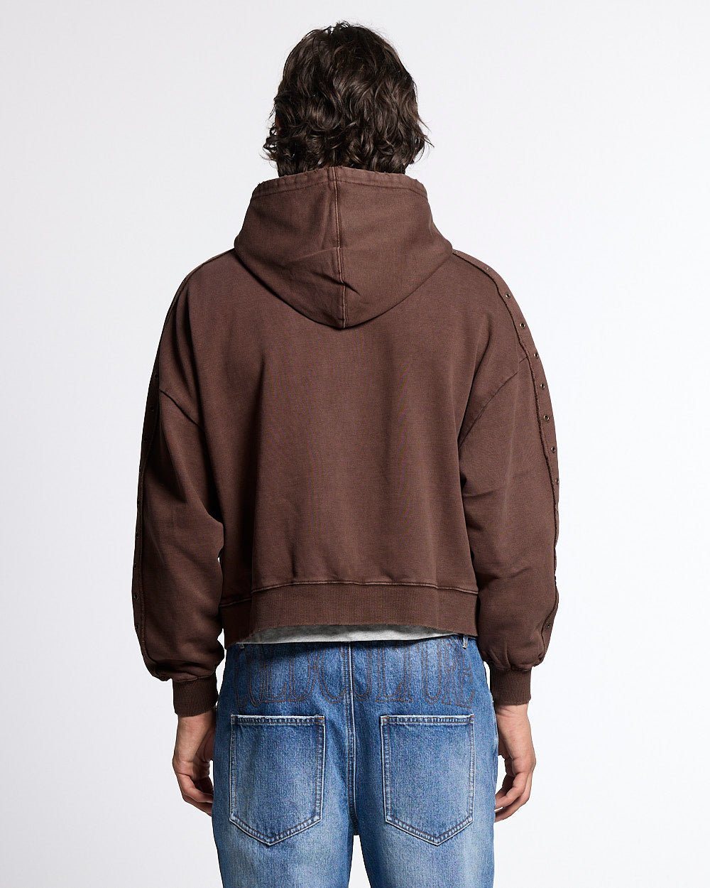 EYELET ZIP HOODIE BROWN - Cold Culture