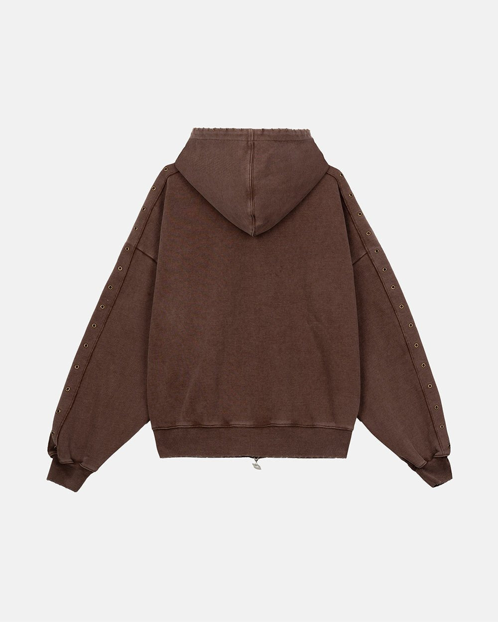 EYELET ZIP HOODIE BROWN - Cold Culture