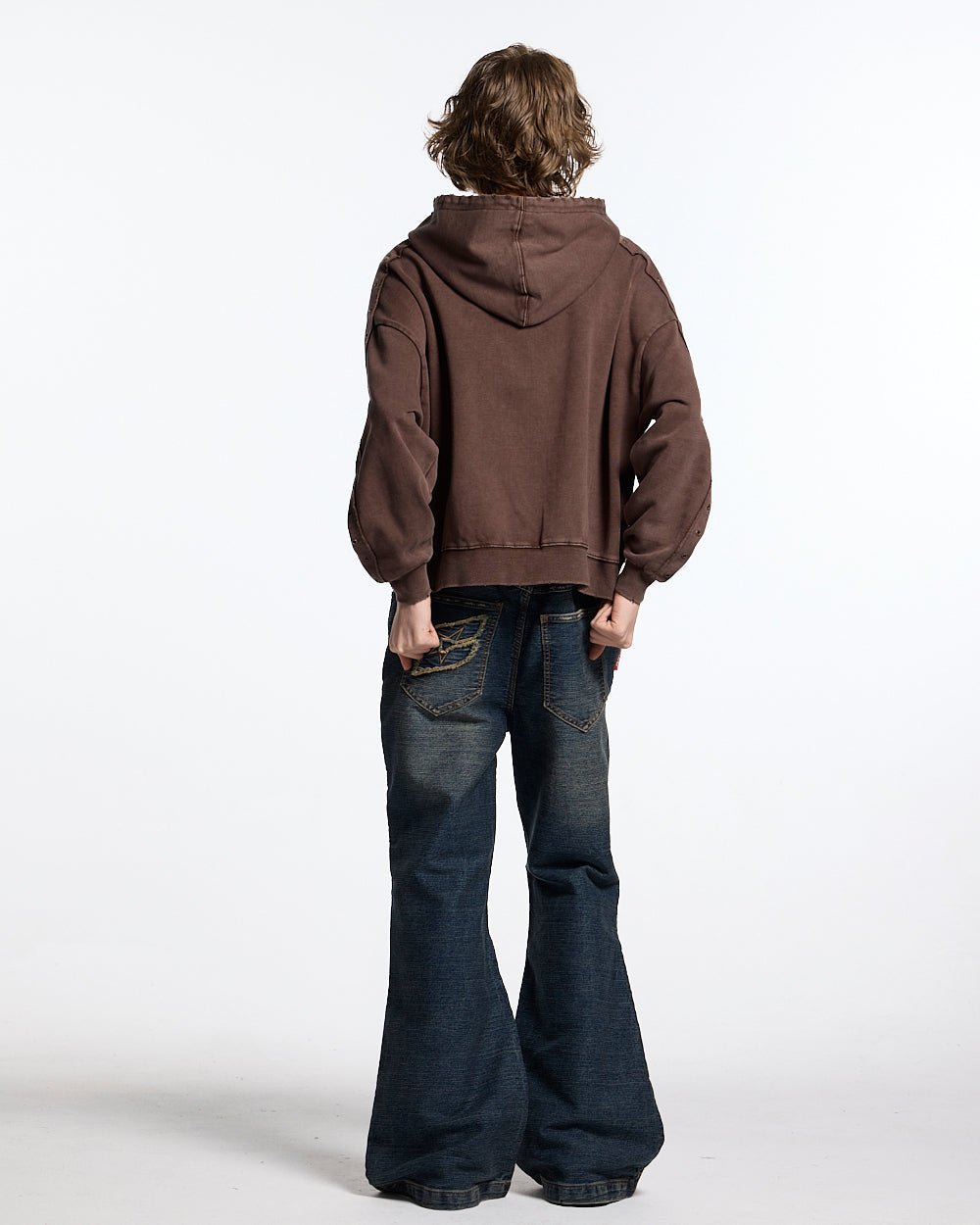 EYELET ZIP HOODIE BROWN - Cold Culture