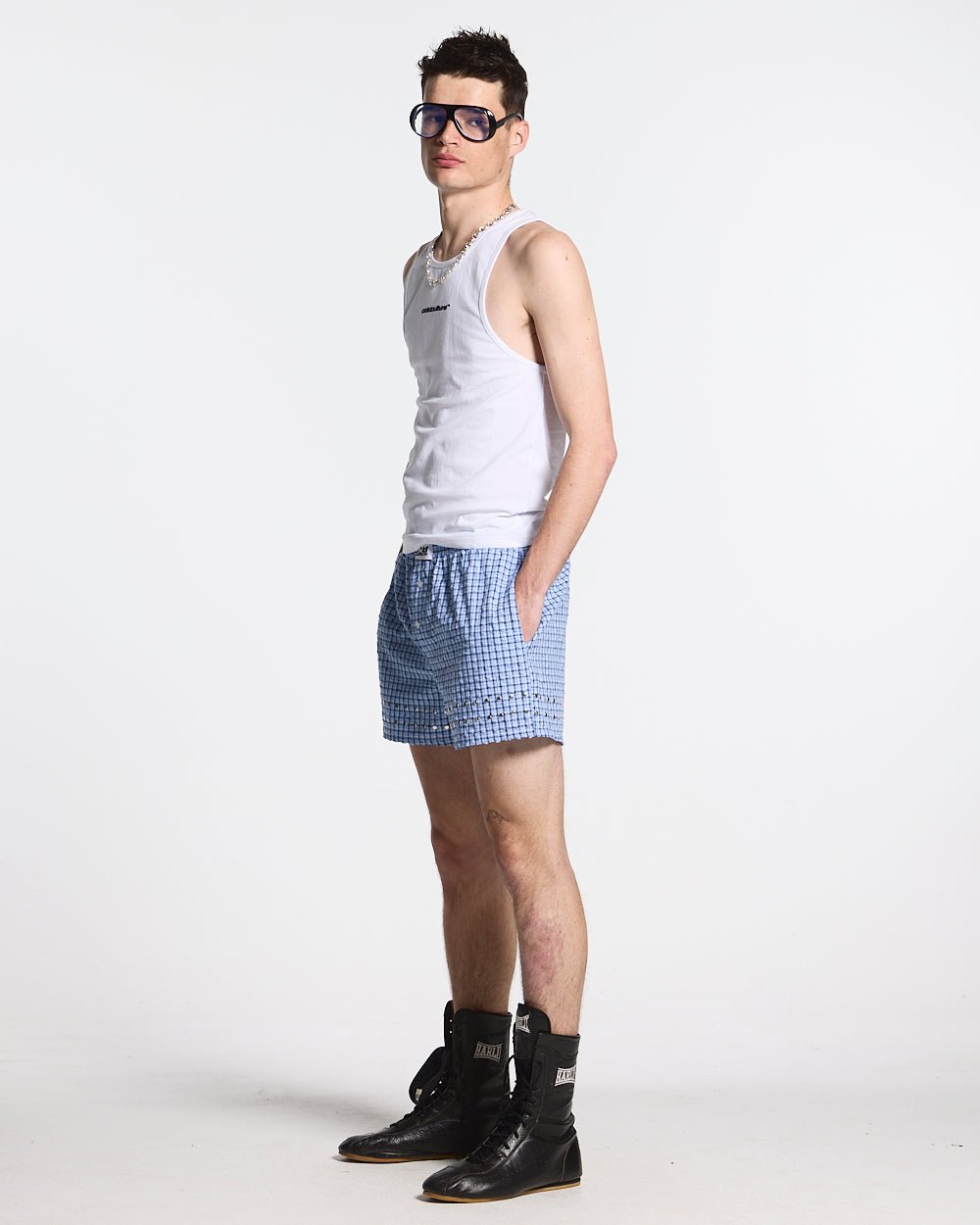EYELETS STRIPED LONG BOXER - COLD CULTURE
