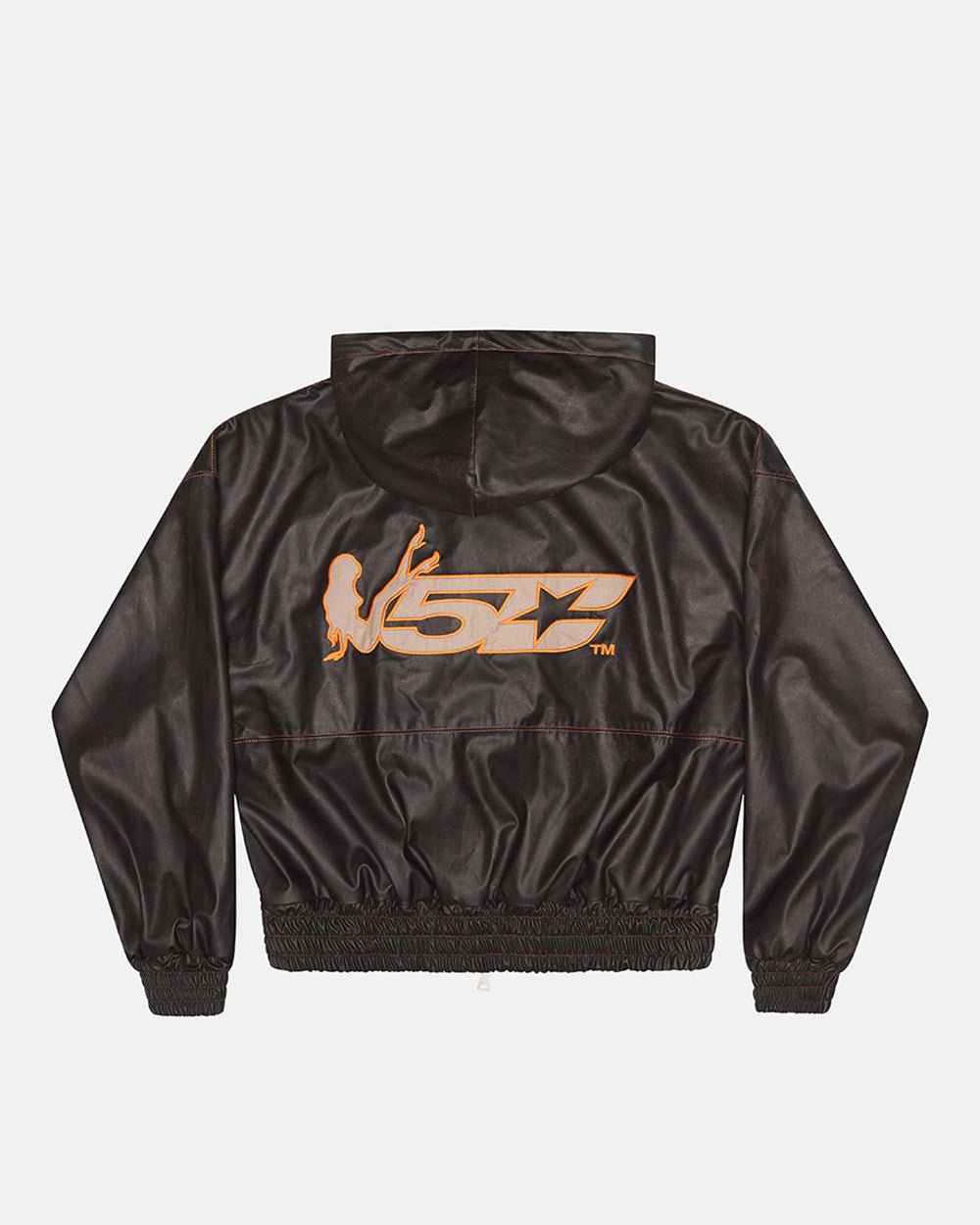 FAUX LEATHER ZIP HOODIE BROWN - Cold Culture