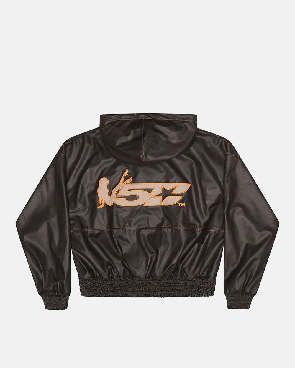 FAUX LEATHER ZIP HOODIE BROWN - Cold Culture