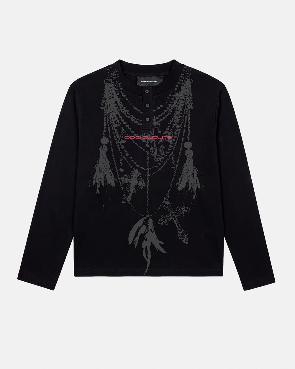FEATHERED LONGSLEEVE BLACK - Cold Culture