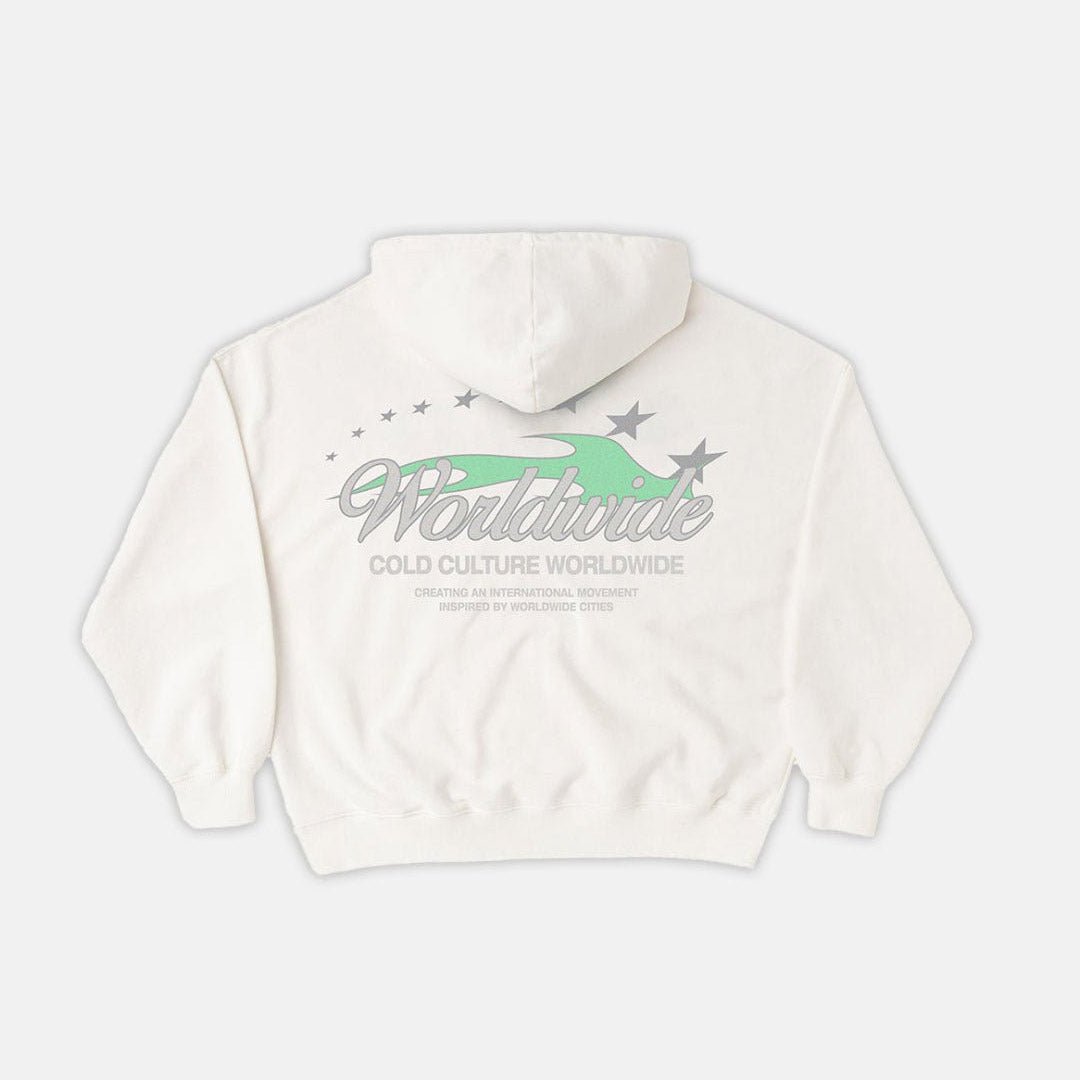 FLAME STARS HOODIE WHITE - Cold Culture