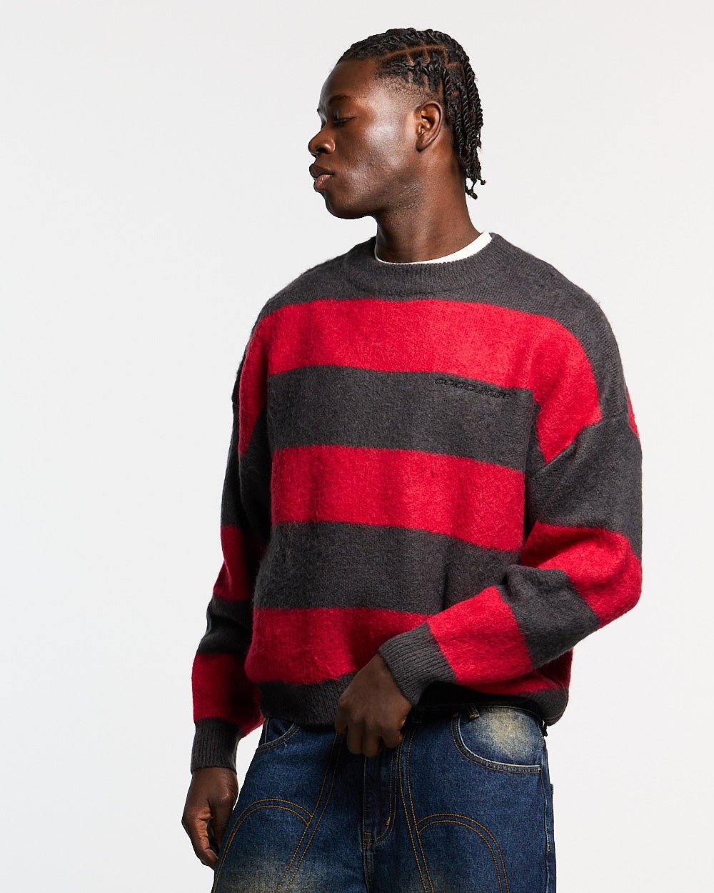 FLUFFY FUR KNIT BLACK & RED - Cold Culture