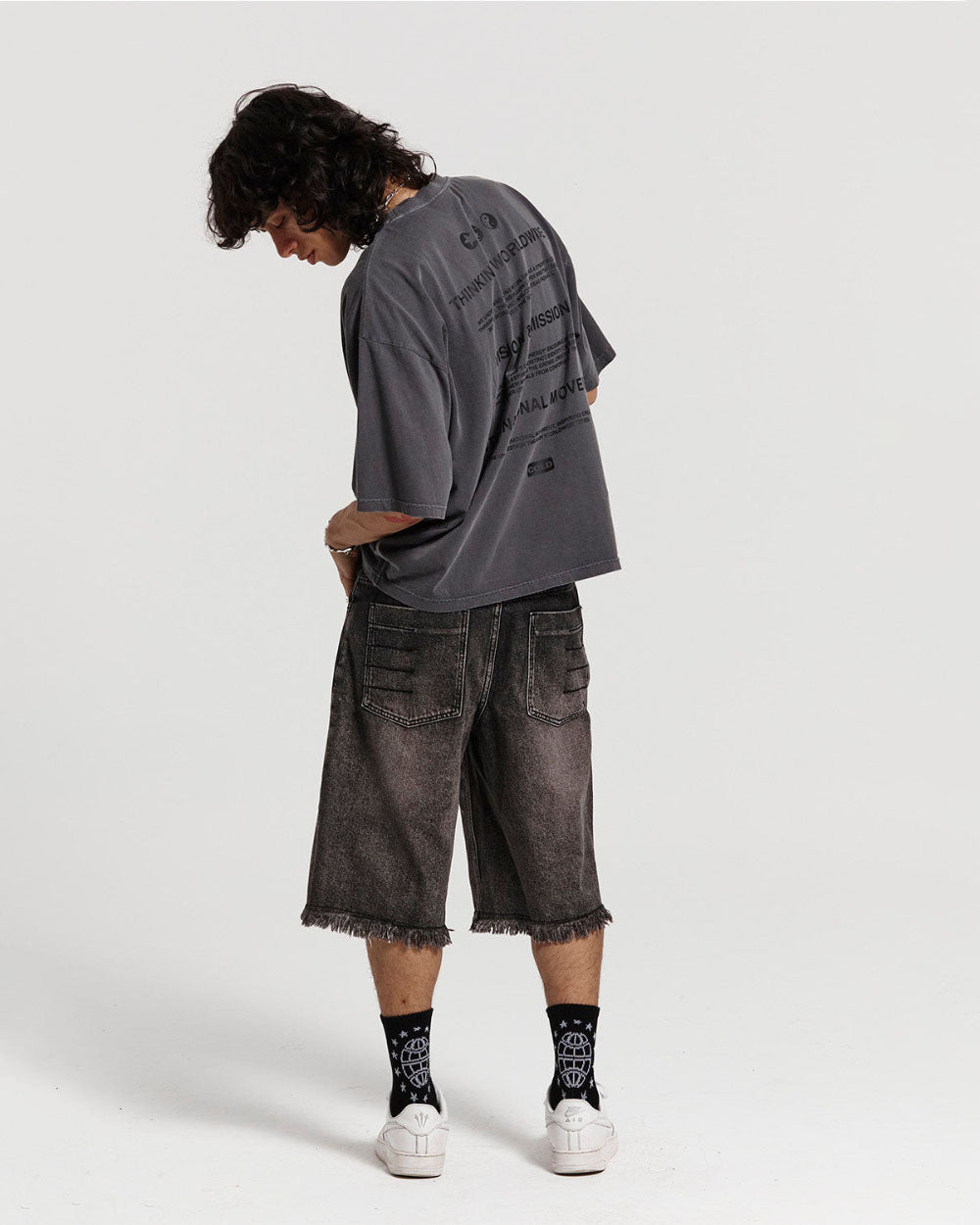 FRAYED V2 SHORTS BLACK STONE DENIM - COLD CULTURE