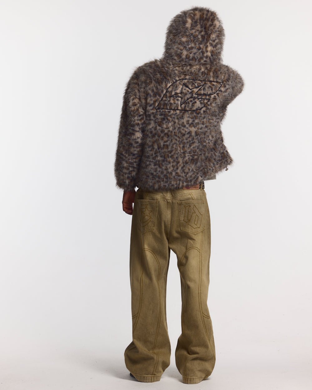 FUR HOODIE BROWN LEOPARD