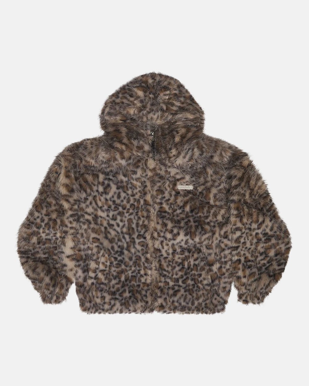 FUR HOODIE BROWN LEOPARD - Cold Culture