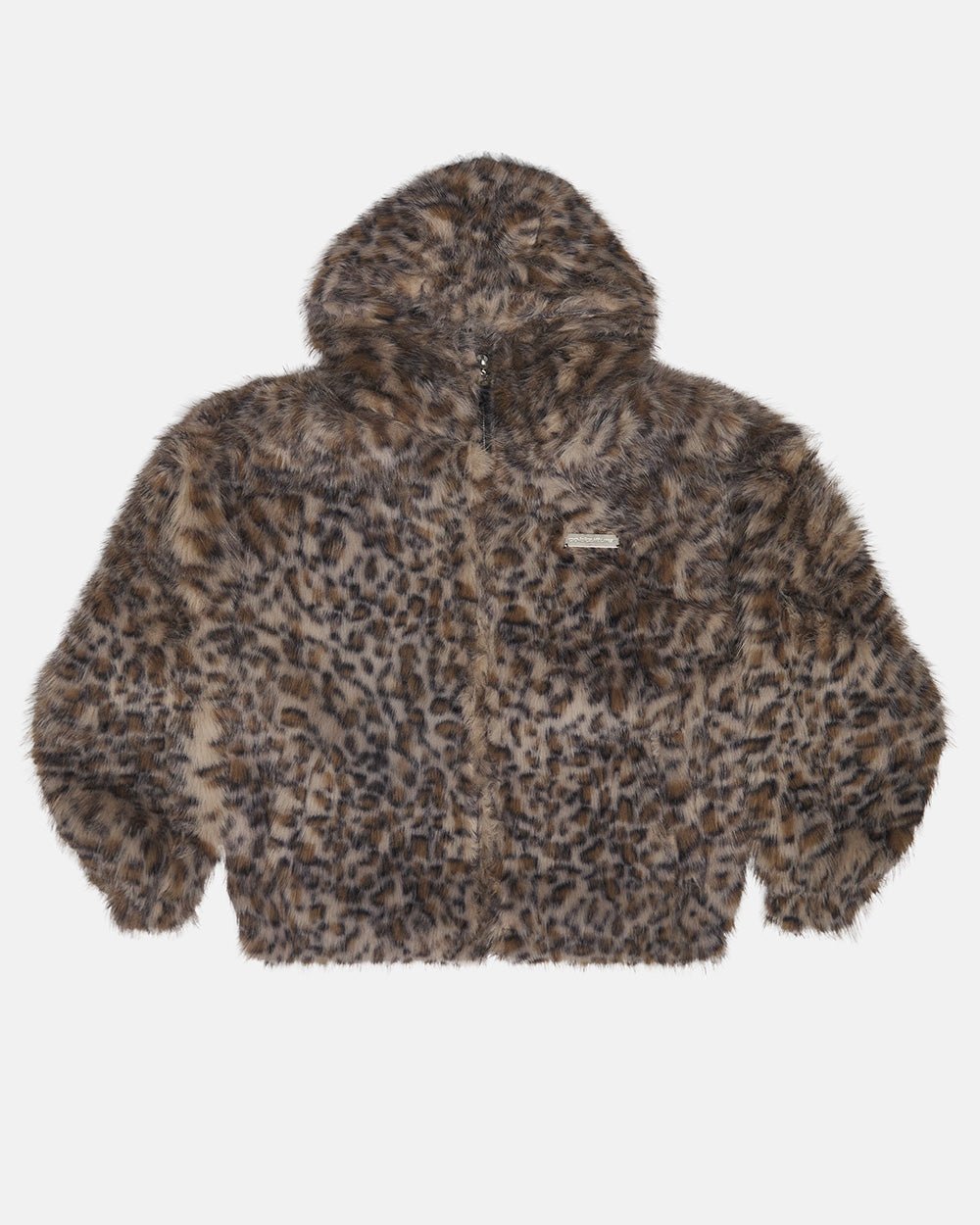 FUR HOODIE BROWN LEOPARD - Cold Culture