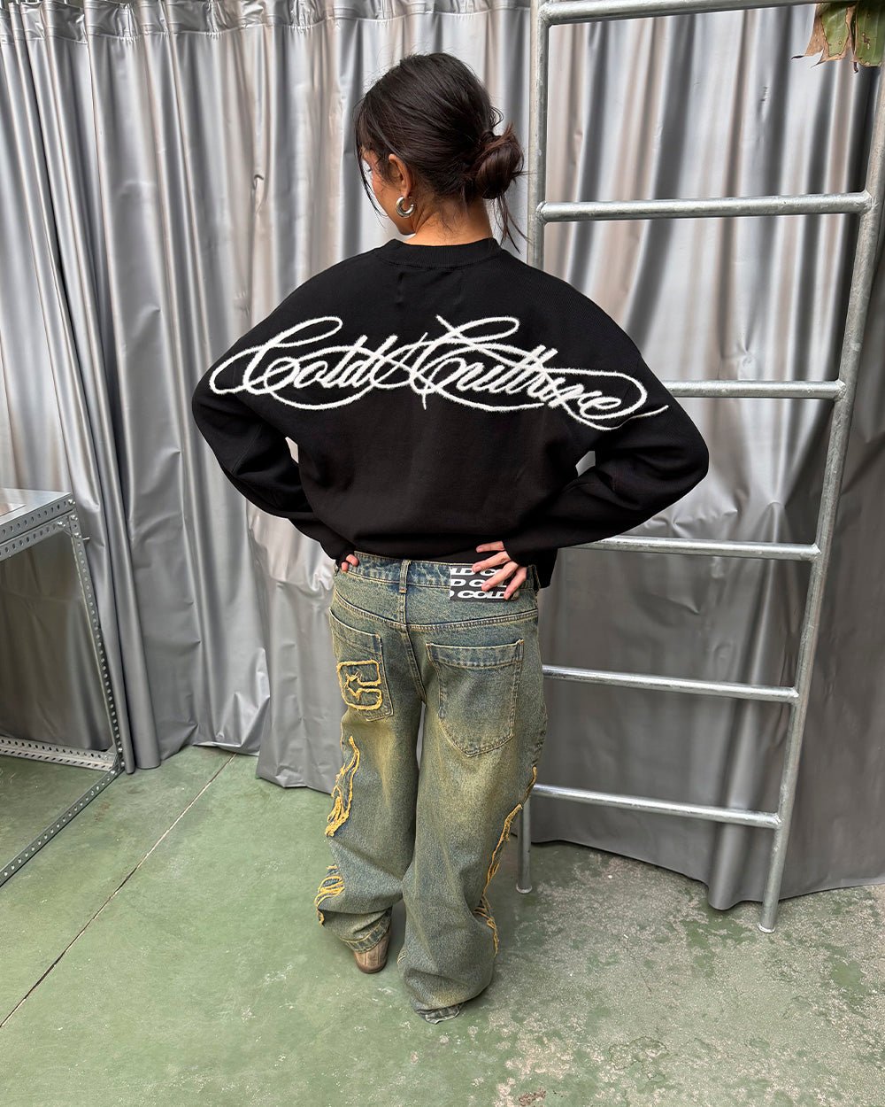 FURRY SCRIPT KNIT BLACK - Cold Culture