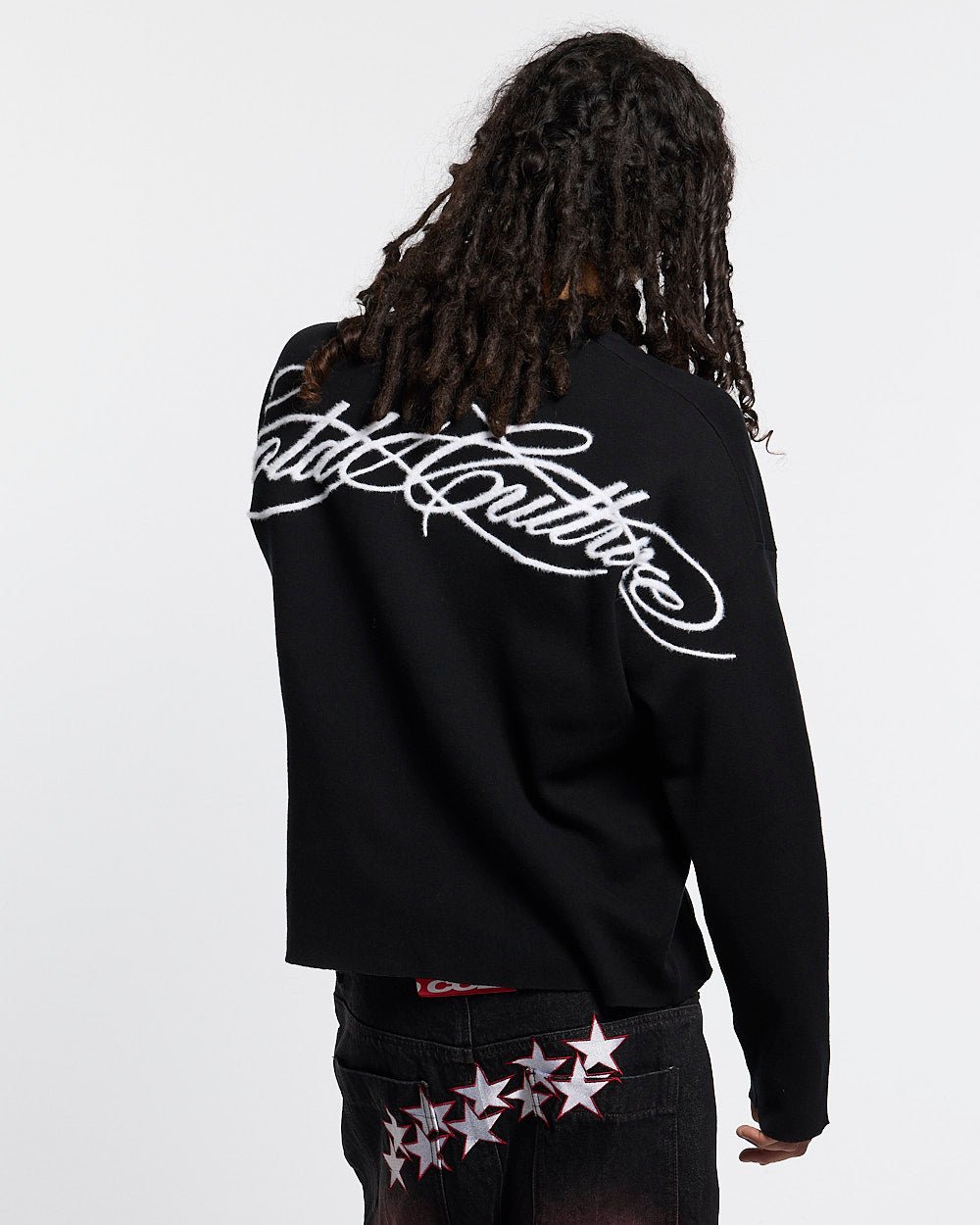 FURRY SCRIPT KNIT BLACK - Cold Culture