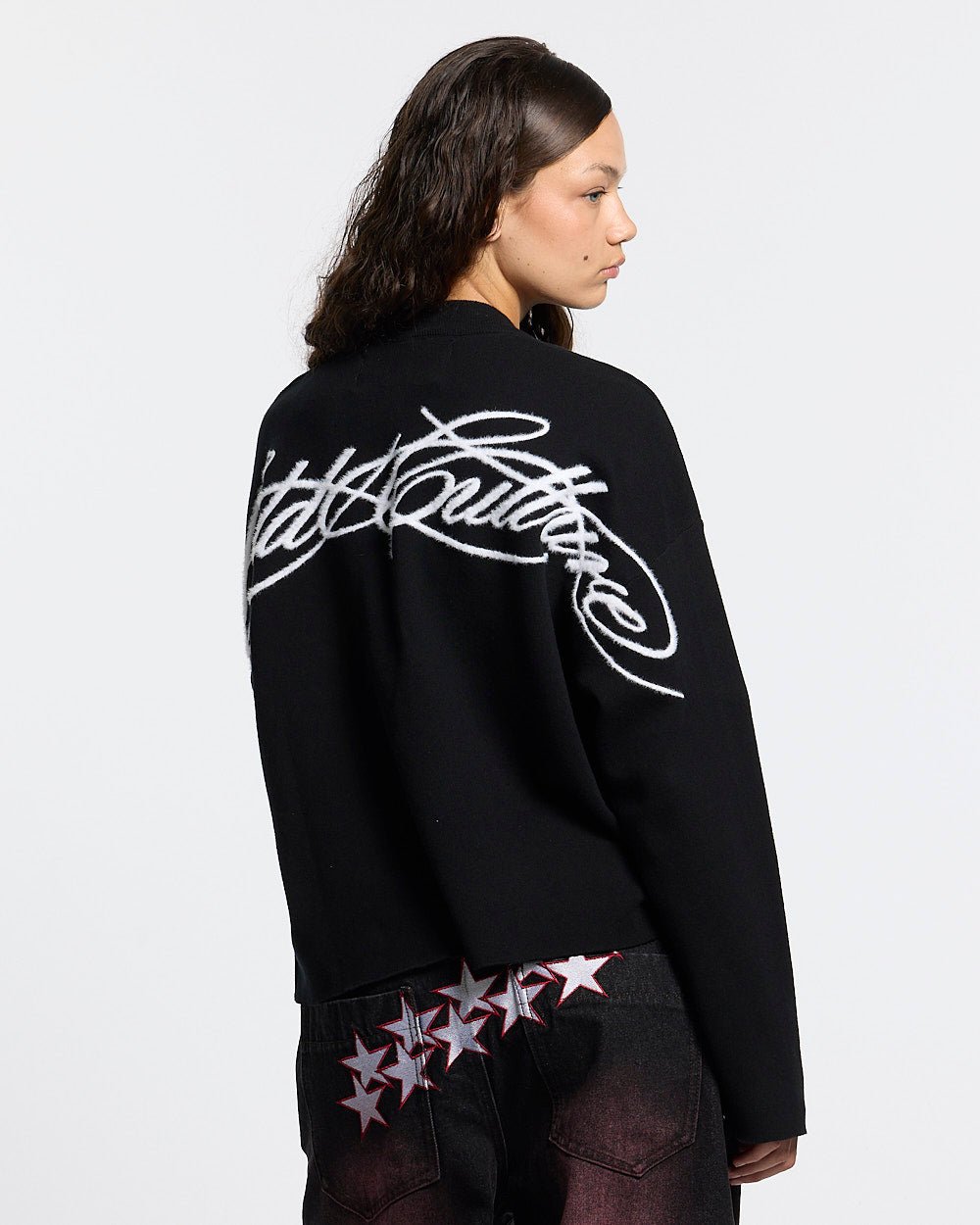 FURRY SCRIPT KNIT BLACK - Cold Culture