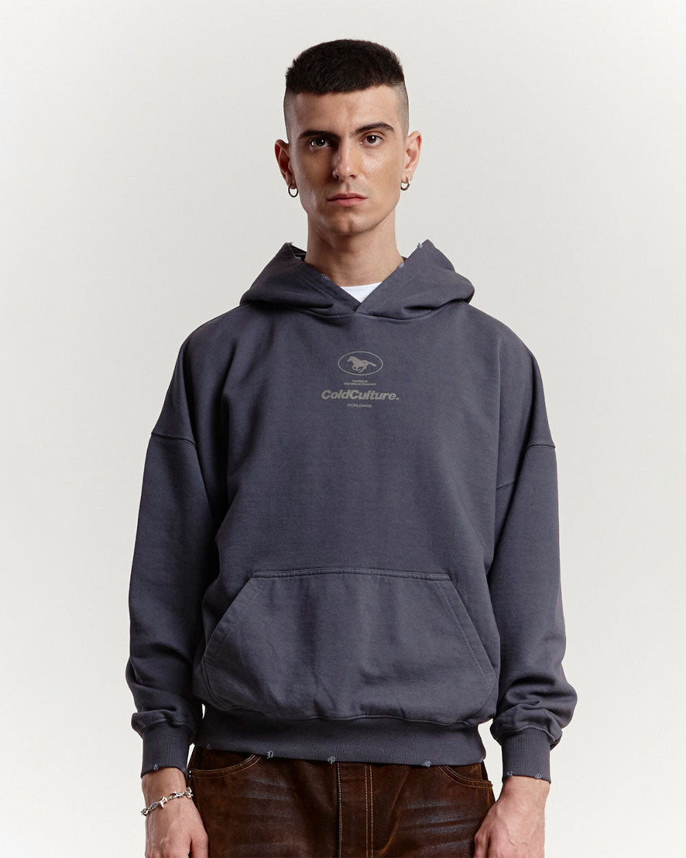 GALLOP HOODIE +WASHED DARK GREY - COLD CULTURE