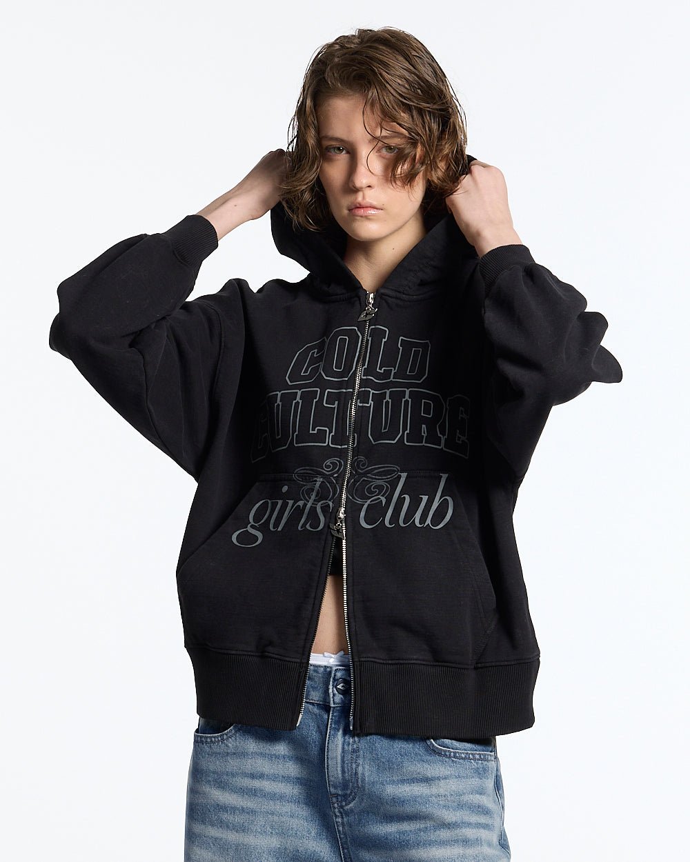 GIRLS CLUB ZIP HOODIE BLACK - Cold Culture #woman